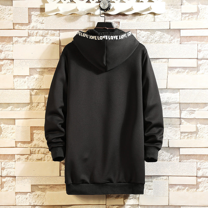 Men's Fashion Solid Color Hooded Mid-Length Coat